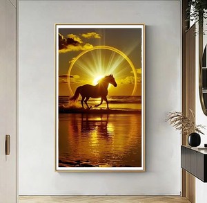 Изготовленная на заказ картина «Лошади бегут по реке» — цифровая печать на холсте высокого разрешения для современного домашнего декора - Product Image 1