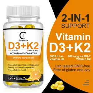 Best Vegan 5000IU 30pcs Vitamine D3 Vitamine k2 Gélules Capsules Pour Soutien Os Immunitaire