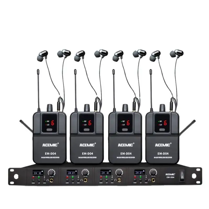 ACEMIC EM-D04 Good Quality 4CH Stage UHF In Ear Monitor Wireless