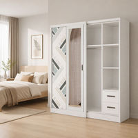 Armoire de chambre à coucher moderne et durable avec porte coulissante en acier à rayures grises imprimées
