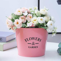 Pot de fleurs de plantes succulentes, seau galvanisé coloré créatif grand seau en fer stockage de fleurs de poires vertes pot de plantes en métal