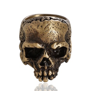 Anillos de Calavera de Acero Inoxidable 316L para Hombre, Venta al por Mayor, Anillos Góticos Retro con Cuernos de Fantasma, Anillos Vintage de Motociclista MC, Joyería - Product Image 5
