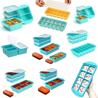 Bac à glaçons en silicone personnalisé avec couvercle, moule à soupe, grand bac à glaçons pour le stockage des aliments, des soupes et la préparation des repas