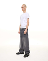 Jean noir ZY 100 % coton, coupe droite, style hip-hop, délavage moyen, respirant, poids moyen, hiver