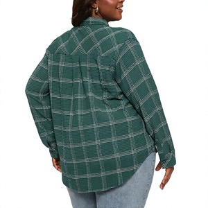Camisa de Franela a Cuadros Arrugada para Mujer, con Botones, Estilo Casual Vibrante para Otoño, 100% Algodón, con Bolsillo, Venta al Por Mayor Directa de Fábrica, OEM Personalizado - Product Image 6