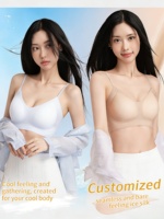 Soutien-gorge sans armatures pour femme en soie glacée ultra-mince, tricoté sans couture, respirant, effet push-up pour petite poitrine, dos élégant