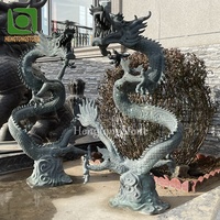 Statue de dragon en bronze de style antique pour l'extérieur, statue d'animal en métal