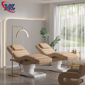 Cama de Belleza Eléctrica de Lujo con Base Luminosa de Acero Inoxidable Dorado, 3 Motores, Control de Pie, Cama de Masaje Facial para Salón de Belleza - Product Image 1