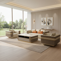 Ensemble de canapés Chesterfield modernes en cuir véritable avec dossier capitonné, pieds en métal, design octogonal pour salons
