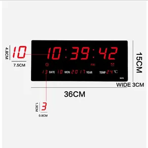 Relógio de calendário digital de led, exibição de temperatura da semana do mês eletrônico, relógio de parede para idosos