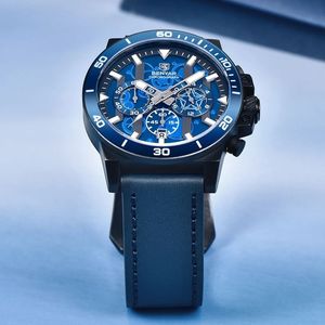 Reloj de cuarzo BENYAR 5197 de alta calidad con correa de cuero para hombre, resistente al agua, multicolor, de lujo y a la moda. - Product Image 4