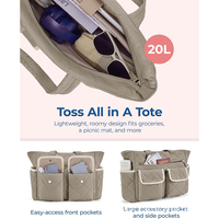 Sac fourre-tout matelassé personnalisé en couleur unie, grande capacité 20L, compartiment pour ordinateur portable 15,6 pouces, sangle de bagage, multi-poches, sac quotidien pour femme
