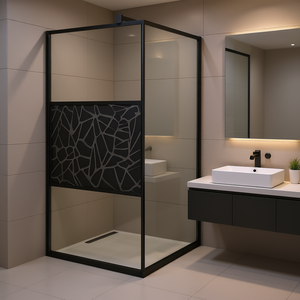 Paroi de douche walk-in en verre ESG noir de 31,5 x 76,8 cm avec cadre, design contemporain, accessoire de salle de bain - Product Image 2