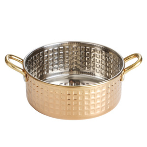 Stainless Steel Hammer Stamped Round <b>Pot</b> With Double Handles For Cooking <b>Soup</b> Ramen Noodles Snacks Porridge - Product Image 1