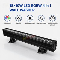Projecteur mural LED RGBW 4-en-1 18x10W en aluminium IP65 pour extérieur, éclairage de façade DMX, garantie 2 ans, dimmable pour aménagement paysager et hôtels
