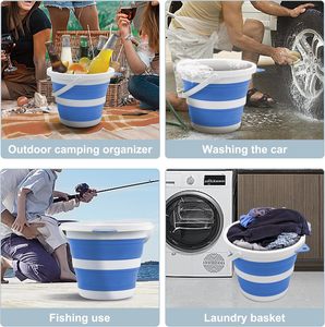 Seau pliable en plastique avec couvercle, capacité 10-15L, écologique, étanche, pour la pêche, la plage, la maison et l'extérieur - Product Image 5