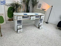 Table de manucure professionnelle au design moderne avec plateau en marbre durable et chaise, idéale pour les salons de beauté, centres commerciaux et ateliers
