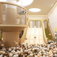 Aire de jeux intérieure pour tout-petits, type cabane dans les arbres, avec piscine à balles, toboggan et sièges souples, pour les acheteurs de centres de jeux commerciaux