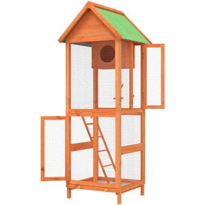 Jaula Grande para Pájaros de Madera de <span class=keywords><strong>Pino</strong></span> Sólido, Aviario para Pinzones, Canarios y Loros, Resistente a la Intemperie, Casa para Mascotas de Jardín con Nido - Product Image 3