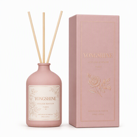 Flacon diffuseur en verre rond de 200 ml à col étroit, couleur personnalisée, pour parfum d'ambiance avec logo