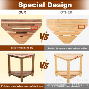 Qingguang Wooden <b>Corner</b> Bathroom <b>Shelf</b> 13-1/4 In Two Tier Storage Rack For Bathrooms - Product Image 5