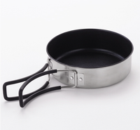 Ensemble de cuisine extérieur individuel en acier inoxydable avec couvercle de casserole, logo gravé au laser, compatible feu ouvert, poêle, tasse, bol, gaz et induction