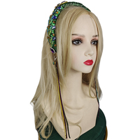 Serre-tête unique à chaîne de strass et pompons pour le Mardi Gras, accessoire capillaire scintillant pour les festivals de musique et Noël