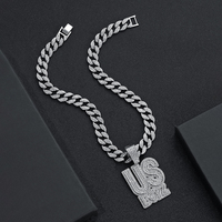 Iced Out Hip Hop personnalisé grande lettre nom US BOYZ pendentif lettre collier avec chaîne cubaine rappeur bijoux