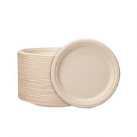 Assiettes jetables en bagasse 100 % biodégradables, résistantes, écologiques, blanches naturelles, 9 pouces, compatibles micro-ondes, pour les fêtes