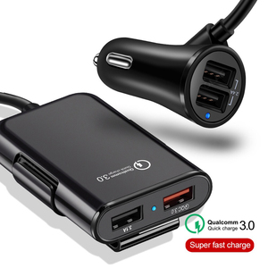 Qc3.0 sạc nhanh 8A <span class=keywords><strong>4</strong></span> cổng USB điện thoại di động xe sạc với mở rộng USB <span class=keywords><strong>HUB</strong></span> cho phía trước trở lại ghế sạc cùng một lúc thời gian - Product Image 2