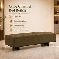 Banc rembourré moderne en bois tufté vert olive pour chambre à coucher, bout de lit et mobilier de maison