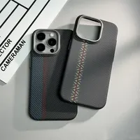 Étui de téléphone à chargement sans fil en fibre de carbone pour iPhone 16 14 15 Pro Max 16 Pro 13 12, coque rigide en PC avec lentille en alliage et couleurs contrastées