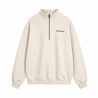 Pull à col montant et fermeture éclair quart de tour pour homme, design personnalisé, OEM ODM, épaules tombantes, coupe oversize, style streetwear décontracté, livraison rapide