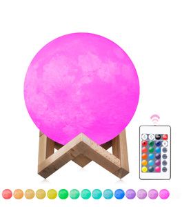 8cm lámpara de Luna 3D Luna LED de luz de la noche de <span class=keywords><strong>Casa</strong></span> decorativa <span class=keywords><strong>Lunar</strong></span> luz de la noche con soporte de madera - Product Image 3