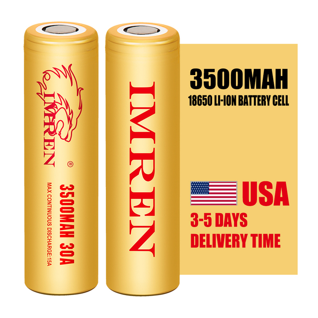 IMREN 18650 Battery 3500mah 30A USA STOCK 3.7v 3.6v 35E Lithium Li Ion Cell Rechargeable Inr18650 Cylindrical Ternary Akku US