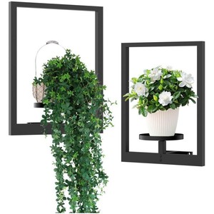 Metal <b>plant</b> stand for indoor wall decoration, indoor hanging flower <b>pot</b>, outdoor <b>plant</b> stand, black, 2-pack - Product Image 1