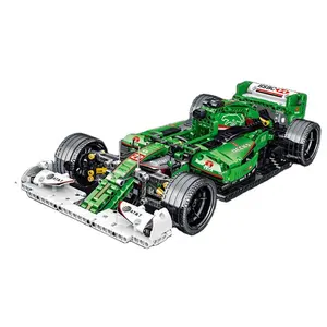 Technical Green F1 Formula Supercar Race Car Model Building Blocks City Speed Champions Vehicle Kit Bricks Toys Gifts Kid Boy