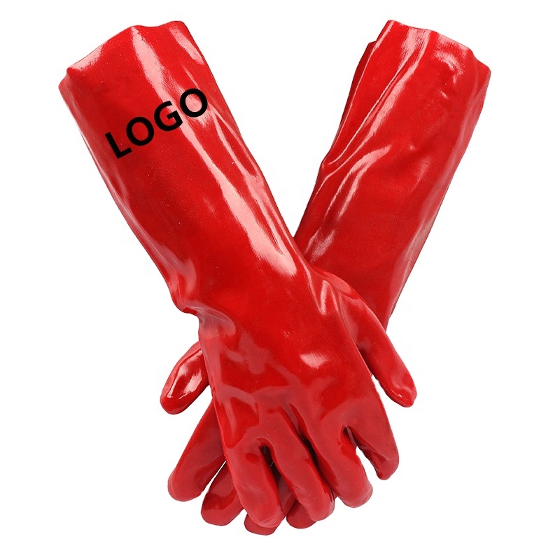 Gants en PVC rouge, gants en caoutchouc pour les gants industriels résistants aux produits chimiques, offre spéciale