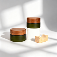 Ensemble de flacons cosmétiques en verre givré vert dégradé avec logo personnalisé pour flacon compte-gouttes de lotion, pot à crème avec boîte d'emballage personnalisée