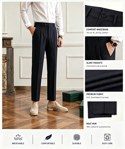 <span class=keywords><strong>Pantalon</strong></span> <span class=keywords><strong>de</strong></span> Costume Homme <span class=keywords><strong>Noir</strong></span> Pressé Coupe Slim Sur Mesure <span class=keywords><strong>de</strong></span> Haute Qualité, Jambe Droite, Formel, pour le Bureau - Product Image 1