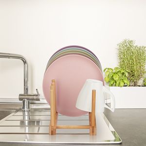 Égouttoir à vaisselle en bambou naturel, support en bois pour assiettes, pour armoire de <span class=keywords><strong>cuisine</strong></span>, 8 fentes, séchoir à tasses et couvercles de casseroles, organisateur, présentoir - Product Image 3