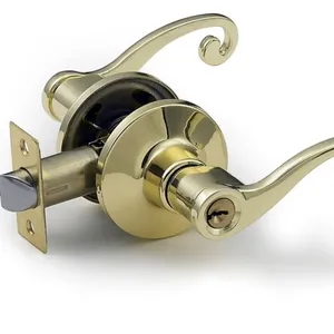 Alta segurança Satin Nicle Door Handle Tubular Leverset Lock com chave reversível Door Lock para o lado direito ou esquerdo Privacy Passage