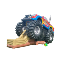 Videur sautant plein d'entrain d'air extérieur combiné gonflable de PVC de camion de monstre commercial avec le château de glissière inclut l'accessoire de ventilateur