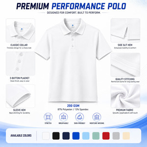 Camiseta Polo de Rendimiento con Logotipo Personalizado, 13% Spandex, para Hombre, Elástica en 4 Direcciones, Secado Rápido, Uniforme de Golf, Venta al Por Mayor, Tallas S-4XL, Blanca - Product Image 4