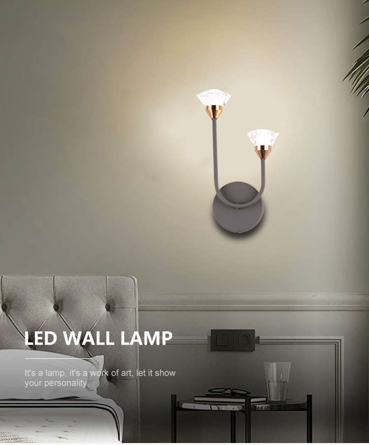 Simple Style 4W 2Arms Decoration Office Living Room Bedroom Indoor LED Wall Lamp
