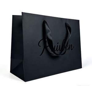 Wholesale <b>Black</b> Custom Paper <b>Bag</b> Cosmetics Clothing Packaging Shopping <b>Bag</b> Logo Printed Luxury Gift <b>Bags</b> for <b>Small</b> Business - Product Image 1