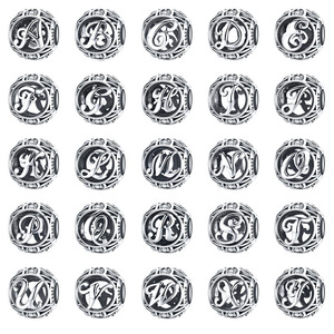 Mới Đến Mỹ Bạc Trang Sức 925 Sterling Silver A-Z Thư Bộ Sưu Tập Bảng Chữ Cái Charms <span class=keywords><strong>Bead</strong></span> Tùy Chỉnh 14K 18K Mạ Vàng - Product Image 2