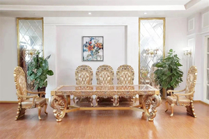 Italiano classico di lusso sala da pranzo mobili in legno intagliato <span class=keywords><strong>oro</strong></span> stile <span class=keywords><strong>barocco</strong></span> modello solido Beige <span class=keywords><strong>tavolo</strong></span> ovale 8 posti - Product Image 6