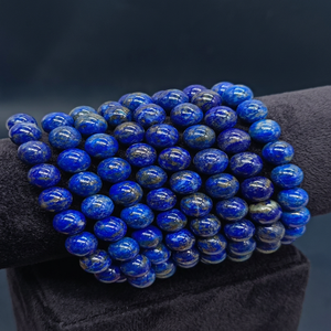 ลูกปัดหินลาพิส ลาซูลีสีน้ำเงินทำมือ ขนาด 8 มม. รูปทรงกลม หินธรรมชาติ สำหรับทำเครื่องประดับและงานฝีมือ - Product Image 5
