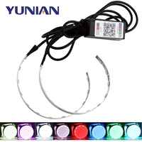 1 ensemble de feux LED RGB APP Devil Demon Eyes Halo Rings pour voiture et moto, lentilles de projecteur de 2,5 et 3,0 pouces, kit de conversion Angel Eyes 12V